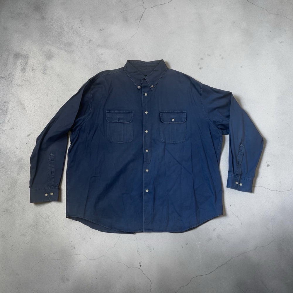 Mountain Tek Men's XXL Blue Button Front Shirt Long Sleeve 100% Cotton Outdoor